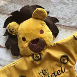 Baby Lovey Blanket Lion, Cuddle Toy Lion With Name Embroidered, Shower Unisex Present - thumbnail 2