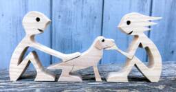 A Couple Dog Version 2 Original Wood Sculpture 2Comma5D - thumbnail 1