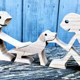 A Couple Dog Version 2 Original Wood Sculpture 2Comma5D - thumbnail 2