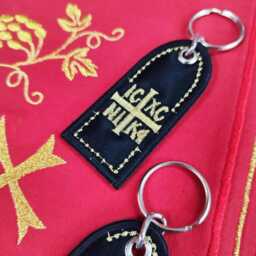 Gold-Embroidered Theotokos Prayer Keychain With Holy Myrrh - thumbnail 2