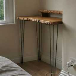 For??t Live Edge Industrial Rustic Hairpin Leg Desk Table Handcrafted With Solid Wood - thumbnail 2