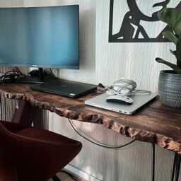 For??t Live Edge Industrial Rustic Hairpin Leg Desk Table Handcrafted With Solid Wood - thumbnail 3