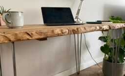 For??t Live Edge Industrial Rustic Hairpin Leg Desk Table Handcrafted With Solid Wood - thumbnail 1