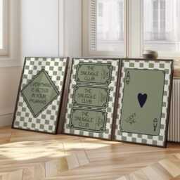 Set Of 3 Cosy Quote Prints Modern Wall Art Posters, Ticket Prints, Girly Teen Wall Art, Bedtime Quoted, Green Posters - thumbnail 2