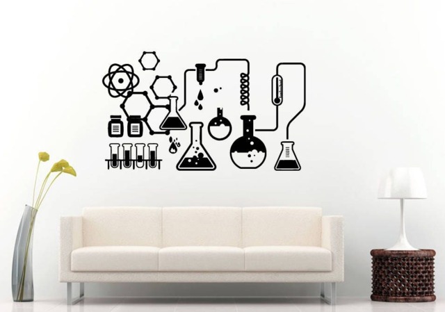 Chemistry Science School College Tools Equipment Design Board Chemicals Wall Sticker Decal Vinyl Mural Decor Art L2266 - image 1