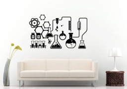 Chemistry Science School College Tools Equipment Design Board Chemicals Wall Sticker Decal Vinyl Mural Decor Art L2266 - thumbnail 1