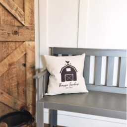 Personalized Farmhouse Linen Pillow Cover Rustic Barn Decor - thumbnail 2