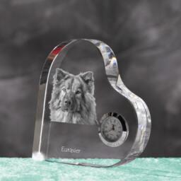 Eurasier - Crystal Clock in The Shape Of A Heart With Image Pure-Bred Dog - thumbnail 2