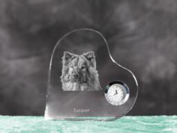 Eurasier - Crystal Clock in The Shape Of A Heart With Image Pure-Bred Dog - thumbnail 1