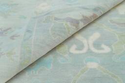 Hand Knotted Oushak Wool Rug, Blue Beige Green, Modern Fine Wooldesign Ar_3623 - thumbnail 1