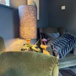 Dark Grey Linen Drum Extra Tall Cylindrical Lampshade, With A White Lining, Pewter Grey - thumbnail 2