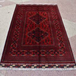 Handmade Afghan Bokhara Rug Turkmen Wool, Red Oriental Carpet - 3x5 Ft - thumbnail 2