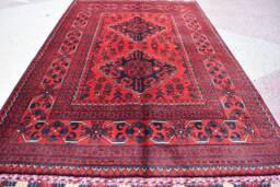 Handmade Afghan Bokhara Rug Turkmen Wool, Red Oriental Carpet - 3x5 Ft - thumbnail 1
