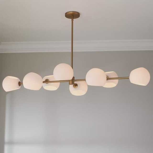 1950's Mid-Century Modern Brassxaviero Glass Island Chandelier-Pendant Light Sputnik Chandelier-Italian Brass Ceiling Fixture - image 1