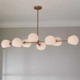 1950's Mid-Century Modern Brassxaviero Glass Island Chandelier-Pendant Light Sputnik Chandelier-Italian Brass Ceiling Fixture - thumbnail 1