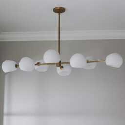 1950's Mid-Century Modern Brassxaviero Glass Island Chandelier-Pendant Light Sputnik Chandelier-Italian Brass Ceiling Fixture - thumbnail 2