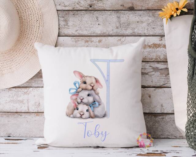 Bunny Cushion, Rabbit Pillow, Girl Bunny, Gift, Easter Lover, Gift For Little Girl, Boy, Christening Gift - image 1