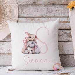 Bunny Cushion, Rabbit Pillow, Girl Bunny, Gift, Easter Lover, Gift For Little Girl, Boy, Christening Gift - thumbnail 2