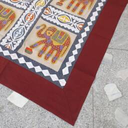 Handmade Sari Patchwork King Bedspread Bohemian Applique Embroidered Bed Cover - thumbnail 3