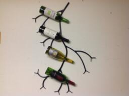 Branch Shaped Metal Wine Rack Holds 4 Bottles , Twig Style Original One Of A Kind - thumbnail 1