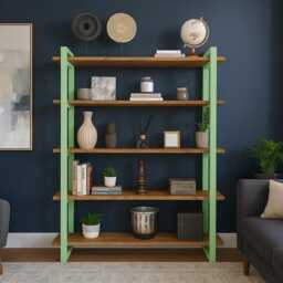 Reclaimed Wood Bookcase Free Standing Shelving Unit With Box Section Frame - thumbnail 1