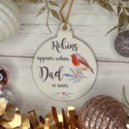 Robin Memorial Bauble ~ Personalised Wooden Christmas Tree Decoration - thumbnail 1