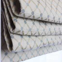 Blue Green Seamless Diamond Cream Jacquard Flat Roman Shade, Cl1187 - thumbnail 3