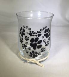 Paw Print Heart Glass Candle Holder - Animal Lover Gift - thumbnail 1