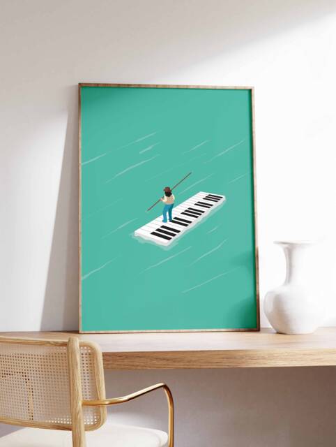 Piano Music Print, Poster, Retro Gift, Wall Art, Gift For Lover, Musician, Vintage Art - image 1
