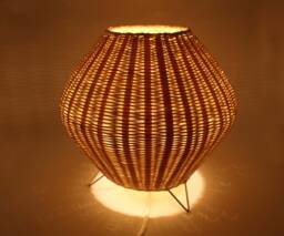 Handmade Rattan Table Lamp - Natural Woven Desk Lighting