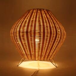 Handmade Rattan Table Lamp - Natural Woven Desk Lighting - thumbnail 3