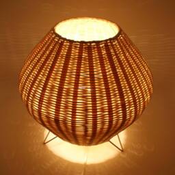 Handmade Rattan Table Lamp - Natural Woven Desk Lighting - thumbnail 2