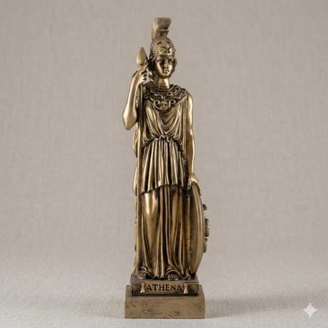 Athena Statue 10-Inch Greek Goddess Of Wisdom, Gold Patina Cast Marble - image 1