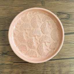 Handmade Ceramic Soap Dish Pink Ginkgo Leaf Design - thumbnail 1