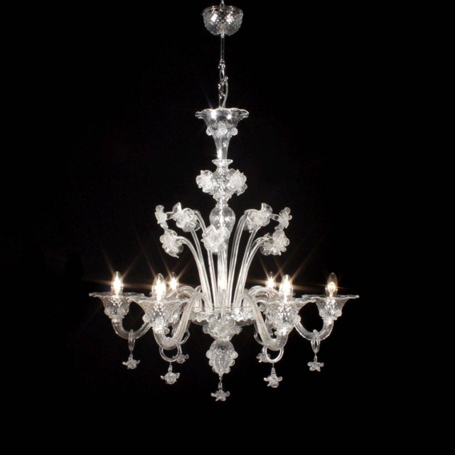 Floral Murano Chandelier 5 Lights Crystal