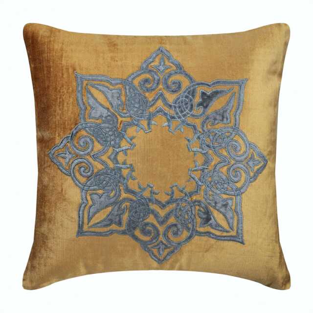 "Decorative Medallion, Turkish, Embroidery Gold Pillow Cover For Bed 24""x24""/26""x26" - image 1