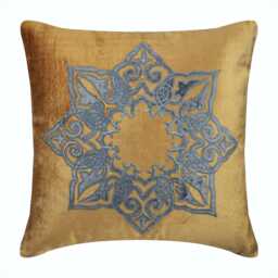 "Decorative Medallion, Turkish, Embroidery Gold Pillow Cover For Bed 24""x24""/26""x26" - thumbnail 1