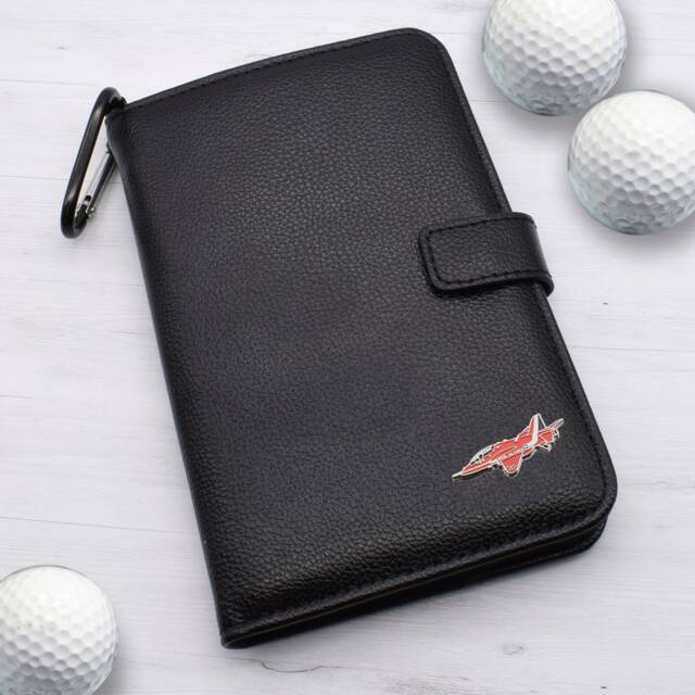 Hawk Jet Red Plane Design - Personalised Leatherette Golf Organiser Complete With Divot Repairer, Marker, Tees, Scorecard & Pencils - image 1