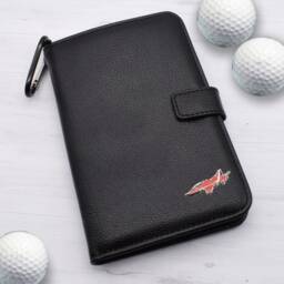 Hawk Jet Red Plane Design - Personalised Leatherette Golf Organiser Complete With Divot Repairer, Marker, Tees, Scorecard & Pencils - thumbnail 1