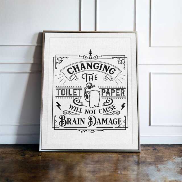 Changing The Toilet Roll Print, Funny Bathroom Wall Art, Humour Decor, Guest Sign, Quirky Typography Poster - image 1