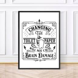 Changing The Toilet Roll Print, Funny Bathroom Wall Art, Humour Decor, Guest Sign, Quirky Typography Poster - thumbnail 2