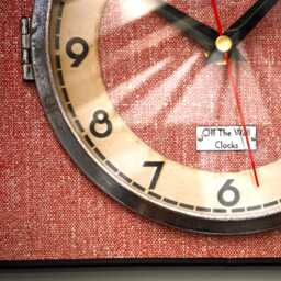 Retro Red Wall Clock - New 26cm Handmade Formica Mid Century Style Vintage French Gift Off The Clocks - thumbnail 4