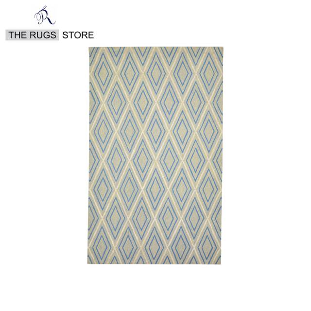 Blue & Grey Rugs, Hand Tufted Wool Silk Geometric Design Aesthetic Ellington Durable Carpet - image 1
