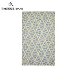 Blue & Grey Rugs, Hand Tufted Wool Silk Geometric Design Aesthetic Ellington Durable Carpet - thumbnail 1