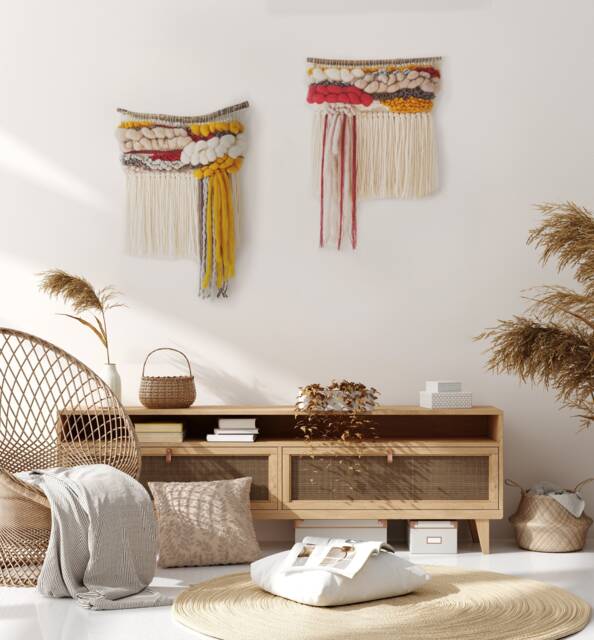Woven Wall Hanging Set Boho Wool Cotton Tapestries - image 1