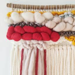 Woven Wall Hanging Set Boho Wool Cotton Tapestries - thumbnail 4