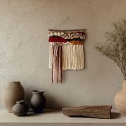 Woven Wall Hanging Set Boho Wool Cotton Tapestries - thumbnail 2
