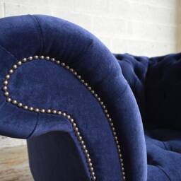 Handmade Navy Blue Velvet Chesterfield 1 Seater Single Armchair - thumbnail 3