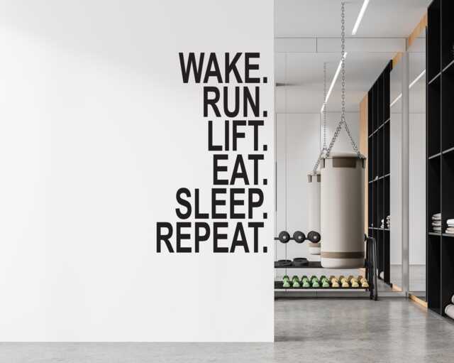 Wake Run Lift Eat Sleep Repeat, Gym Wall Decal, Fitness Sticker, Exercise Sign, Inspirational Idea. Motivation For - image 1