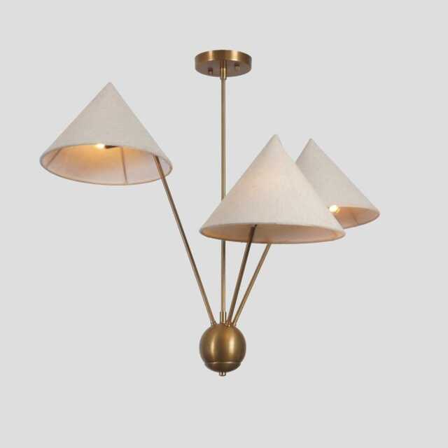Mid-Century Modern Sputnik Chandelier - 3-Light Brass Pendant Lighting With Cone Shades - image 1
